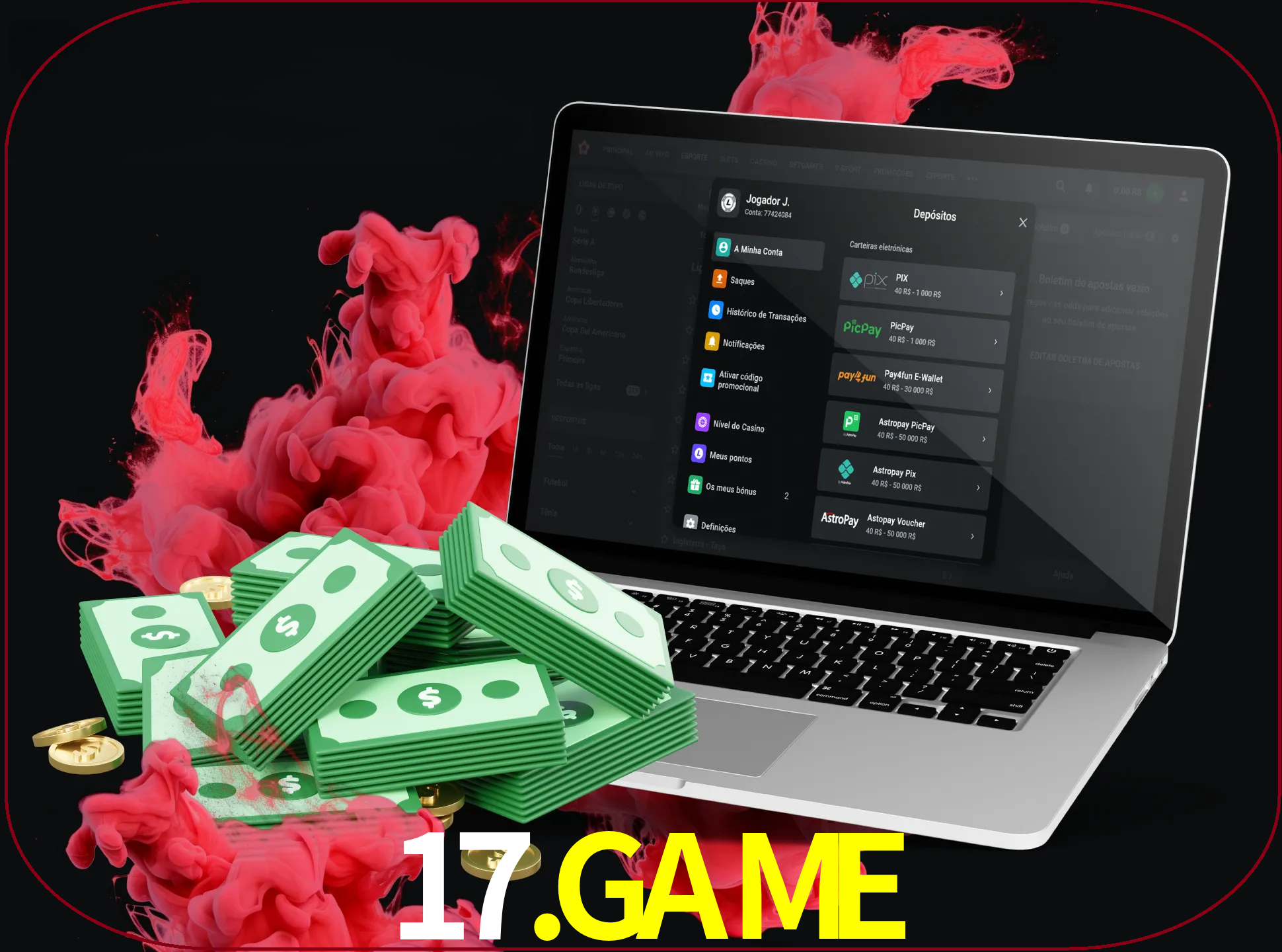 Para efetuar um depósito na sua conta 17.game, basta escolher o método de depósito e especificar o montante.